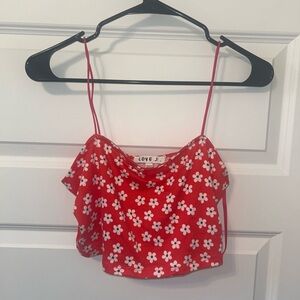 Red Floral Spaghetti Strap Top